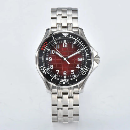 Parnsrpe Nouvelle montre de plongée automatique Miyota 8215 pour homme, sport de luxe, cadran vert, luminescent, verre saphir, date, étanche, bus