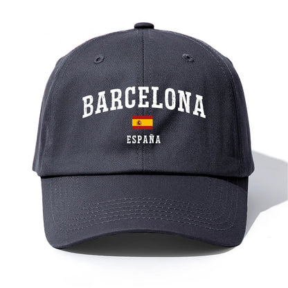 1pc BARCELONA Print Baseball Cap for Adults,Minimalist Retro Style Casual Soft Adjustable Dad Hat,Perfect As Gift