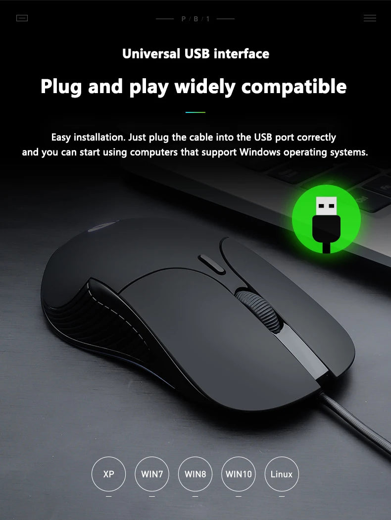 INPHIC B1 USB Wired Mouse, Silent Office Gaming Mouse for PC and Laptops