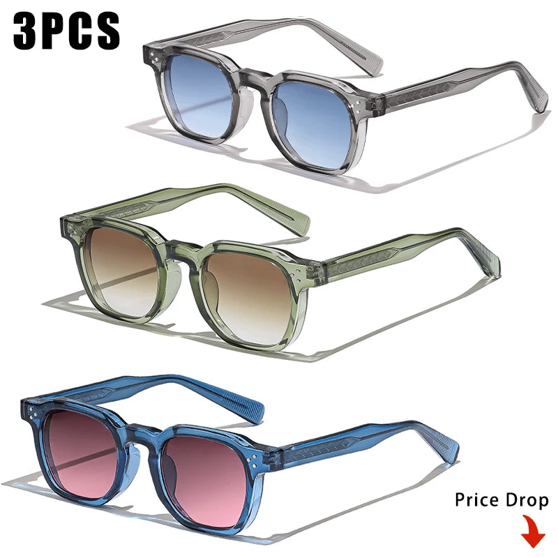 1/2/3 Pairs CATERSIDE Fashion Men Sunglasses Retro Brand Design Polycarbonate Frame Sun Glasses Women Travel Party Eyeglasses