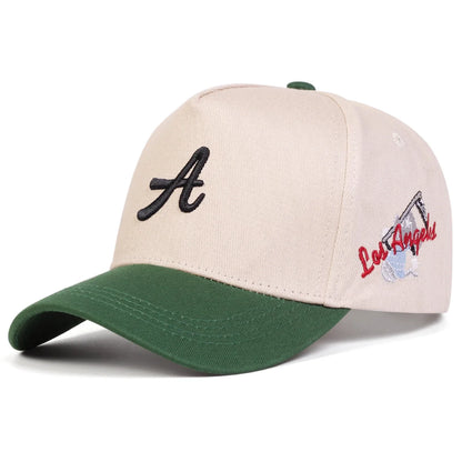 Casquettes de baseball unisexes avec broderie « A Letter Side Los Angeles » – Printemps-automne – Chapeaux décontractés ajustables pour l'extérieur – Chapeau anti-UV – Casquette de sport