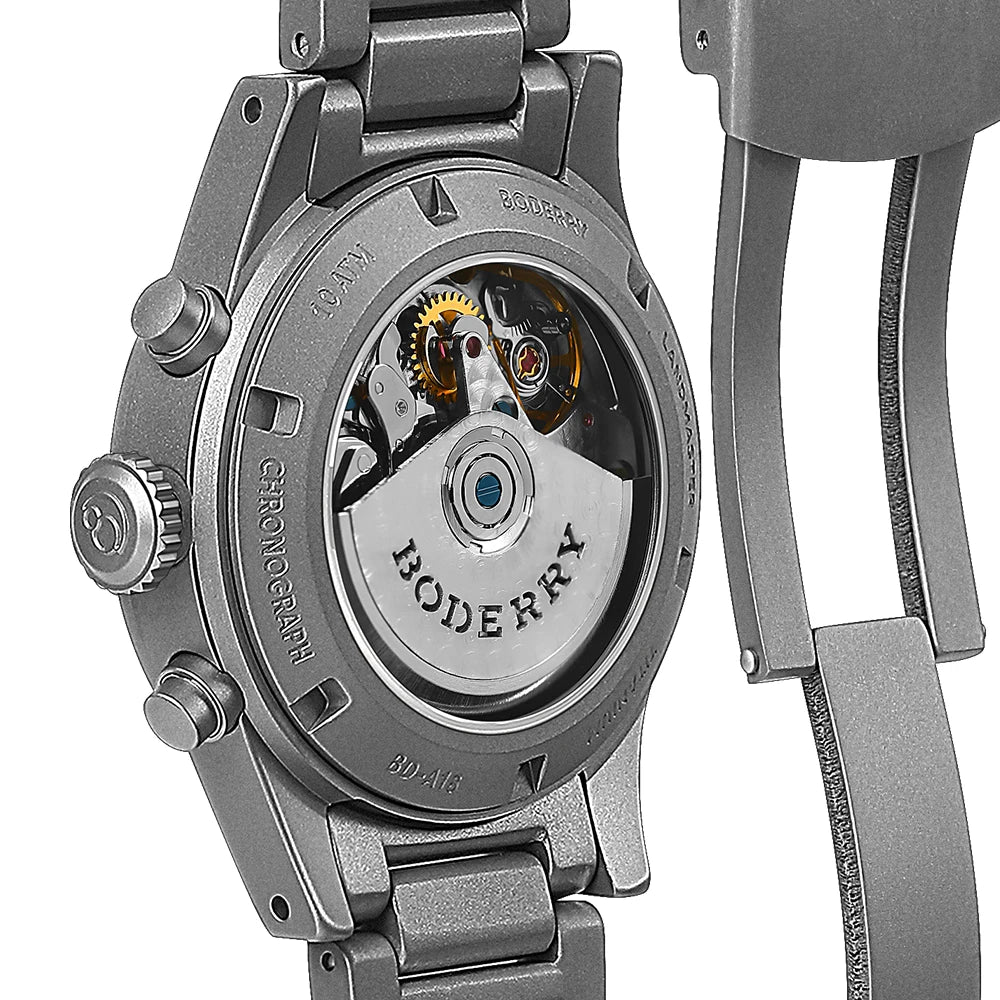 Boderry Chronograph Watch LANDMASTER Titanium Automatic mechanical Field Watches Outdoor Sport Waterproof Dive Wristwatch Men
