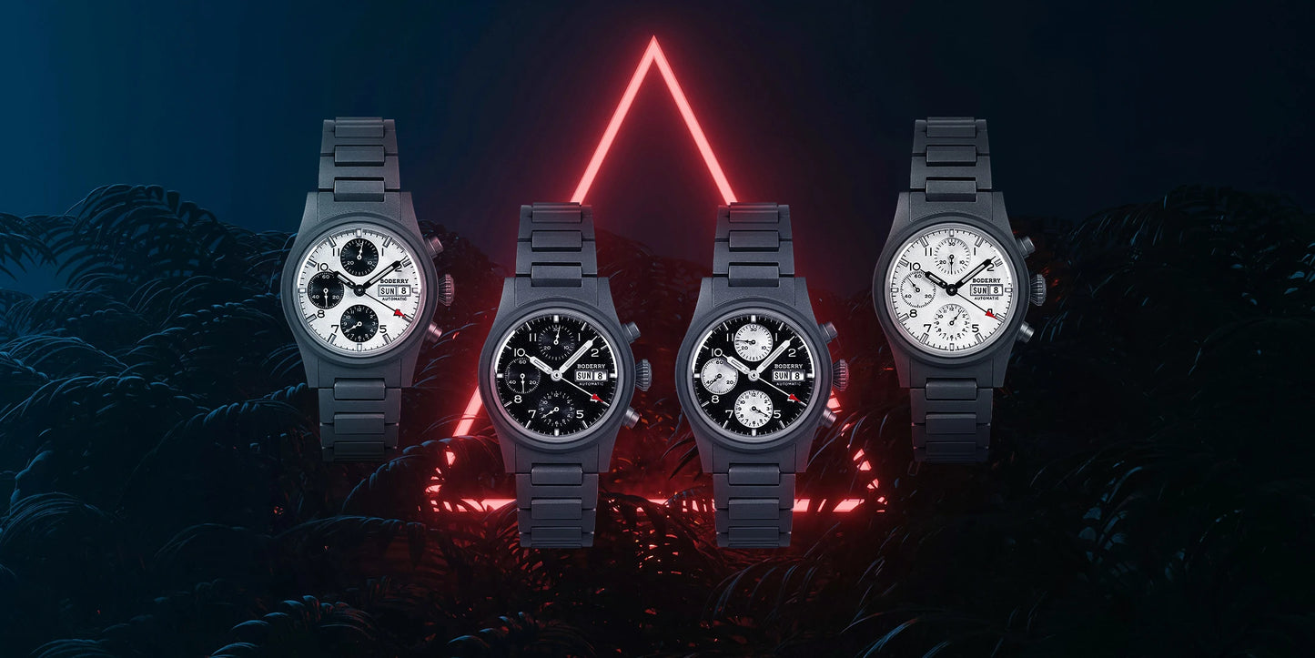 Boderry Chronograph Watch LANDMASTER Titanium Automatic mechanical Field Watches Outdoor Sport Waterproof Dive Wristwatch Men