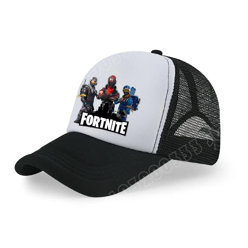 Fortnite-baseballkasket med tegneserieagtigt spilprint til børn, åndbar mesh-sommerkasket med justerbar skygge, fødselsdagsgave til børn