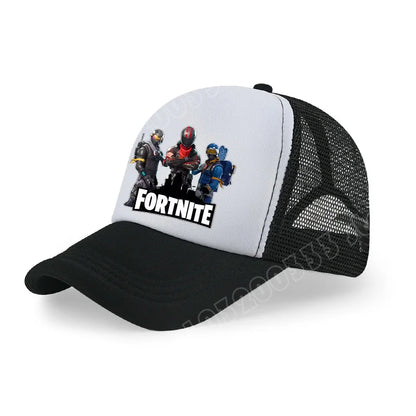 Fortnite-baseballkasket med tegneserieagtigt spilprint til børn, åndbar mesh-sommerkasket med justerbar skygge, fødselsdagsgave til børn