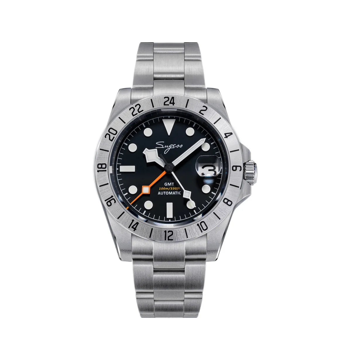 SEESTERN GMT Retro Watch for Men NH34 Automatic Movement Mechanical Wristwatches Sapphire Crystal Fine-tuning Pull Button S436