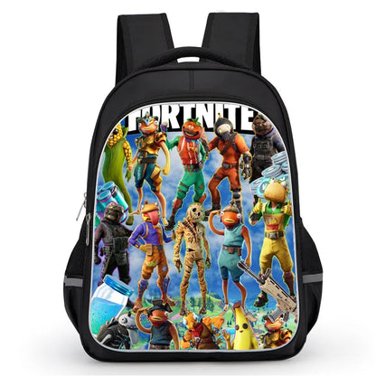 16 Inch Fortnite Cartoon Backpack Unisex for Boys Girls with Dual Zippers Large capacity lightweight student backpack