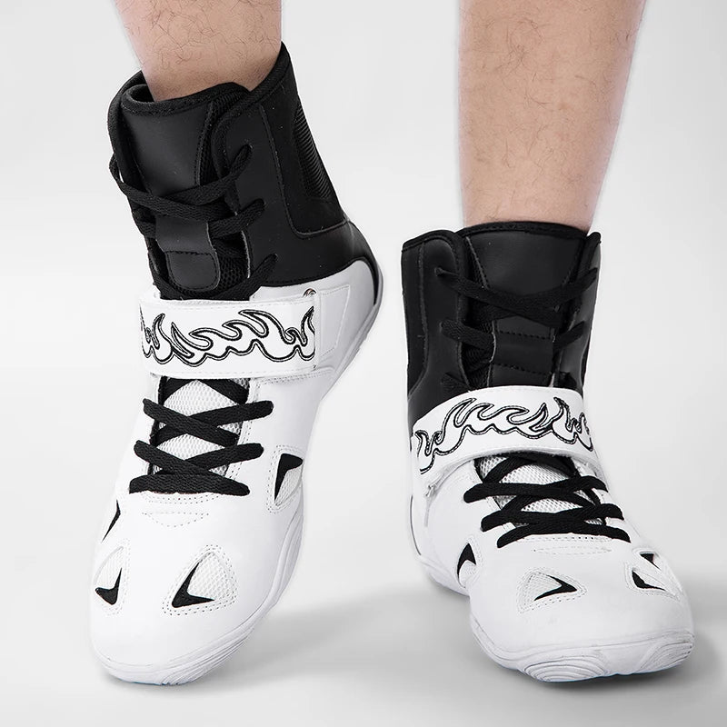 2026 Professional Boxing Shoes Big Size Wrestling Shoes Lightweight Outdoor Male Gym Training Sneakers White Red Man