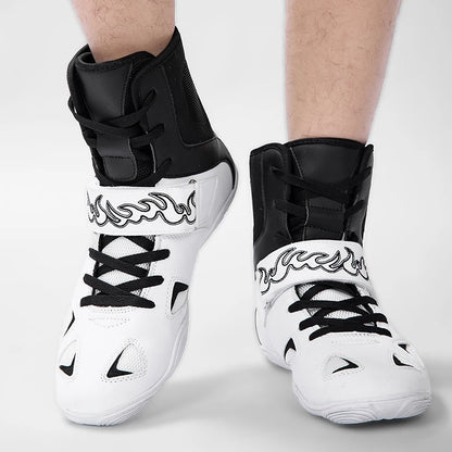 2026 Professional Boxing Shoes Big Size Wrestling Shoes Lightweight Outdoor Male Gym Training Sneakers White Red Man