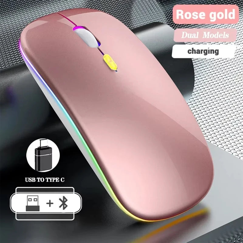 Wireless Mouse Rechargeable Dual Modes Bluetooth-compatible 2.4G USB Computer Mice For Laptop iPad Tablet Notebook Gaming Mouse