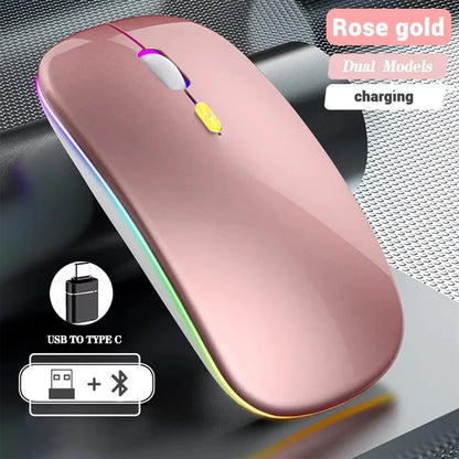 Wireless Mouse Rechargeable Dual Modes Bluetooth-compatible 2.4G USB Computer Mice For Laptop iPad Tablet Notebook Gaming Mouse