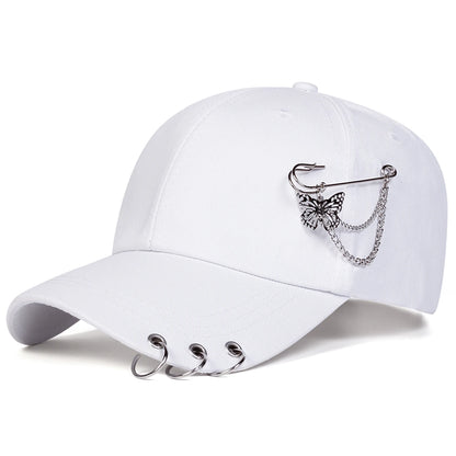 Unisex-Baseballkappen mit Schmetterlings-Eisenring für Frühling und Herbst – verstellbare Freizeitkappen für draußen – Sonnenschutzhut – Sportkappe
