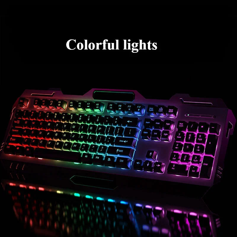 Gaming Keyboard RGB LED Backlight Plug and Play White/Black Keyboard Ergonomic Design Waterproof Keycaps Hand Support