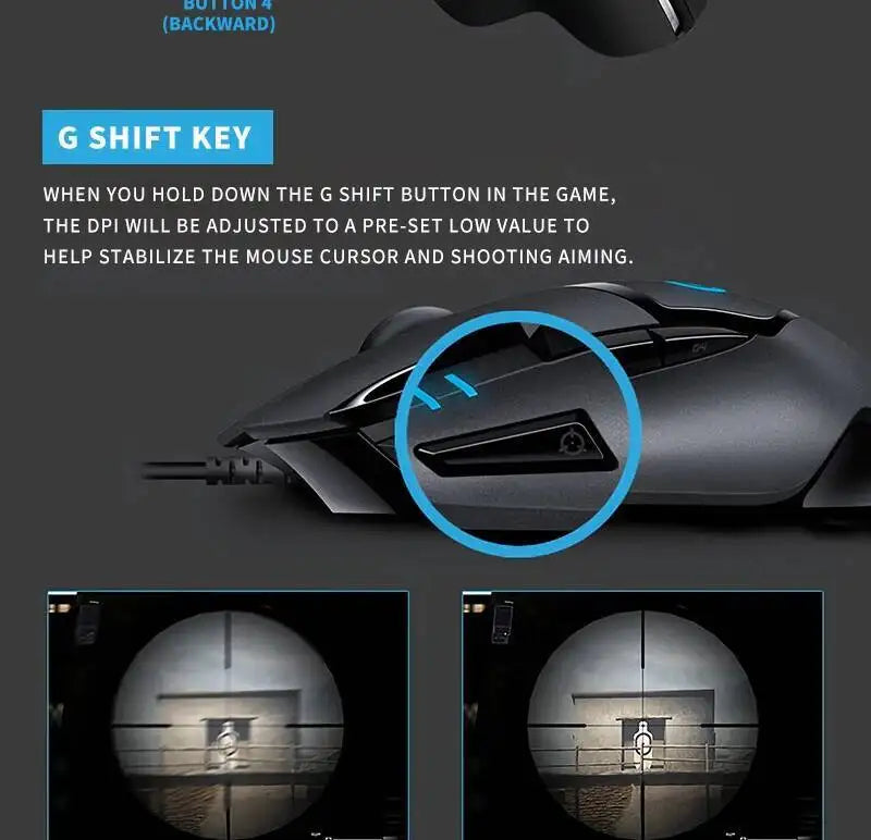 Herní myš Logitech G402 Fusion Engine Tech, 4 nastavení DPI, 32bitový procesor, protiskluzové provedení pro profesionální soutěžní hraní