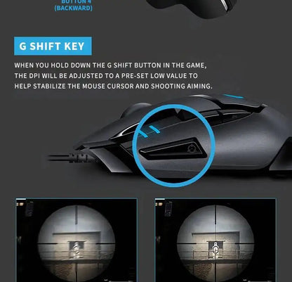 Herní myš Logitech G402 Fusion Engine Tech, 4 nastavení DPI, 32bitový procesor, protiskluzové provedení pro profesionální soutěžní hraní