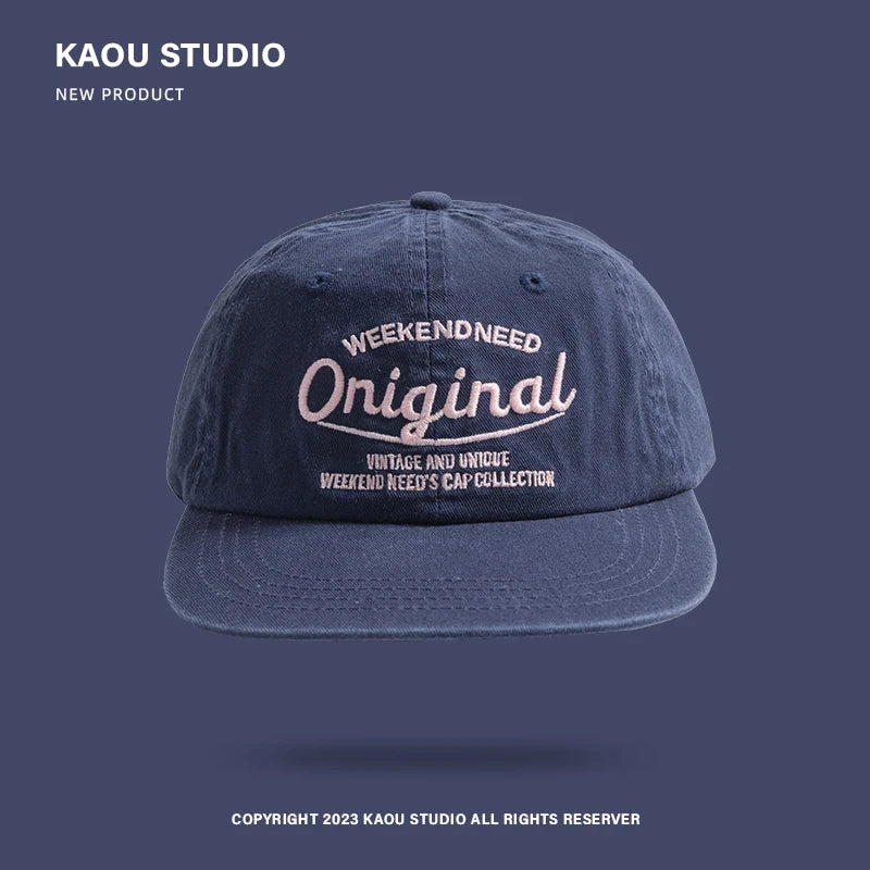 Baseballkappe für Frühling und Herbst, Soft-Top-Stickerei, für Damen und Herren, universell kombinierbar, Street-Tide-Marke, Schirmmütze mit breiter Krempe als Sonnenschutz