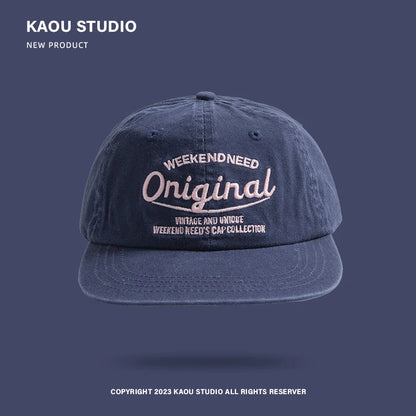 Baseballkappe für Frühling und Herbst, Soft-Top-Stickerei, für Damen und Herren, universell kombinierbar, Street-Tide-Marke, Schirmmütze mit breiter Krempe als Sonnenschutz