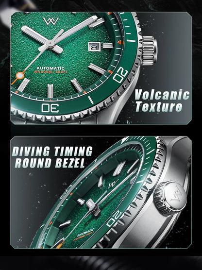 WM Watch Automatic Mechanical Dive Watch Man MIYOTA 8215 Waterproof Stainless Steel Sapphire Welly Merck Diving Watches WM046