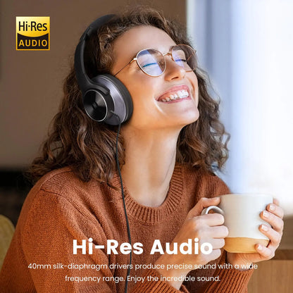 Oneodio A10 Bluetooth 5.4 Headphones Hybrid Active Noise Cancelling With Hi-Res Audio Over Ear Wireless Headset ANC With 5-Mic