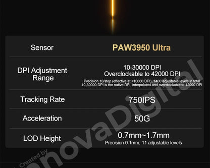 ATK Dragonfly A9 Ultimate Ασύρματο Gaming Mouse A9 Air PAW3950 Εξαιρετικά Ελαφρύ Εργονομικό Ποντίκι E-sports για Gamer FPS CSGO A9 Ultra
