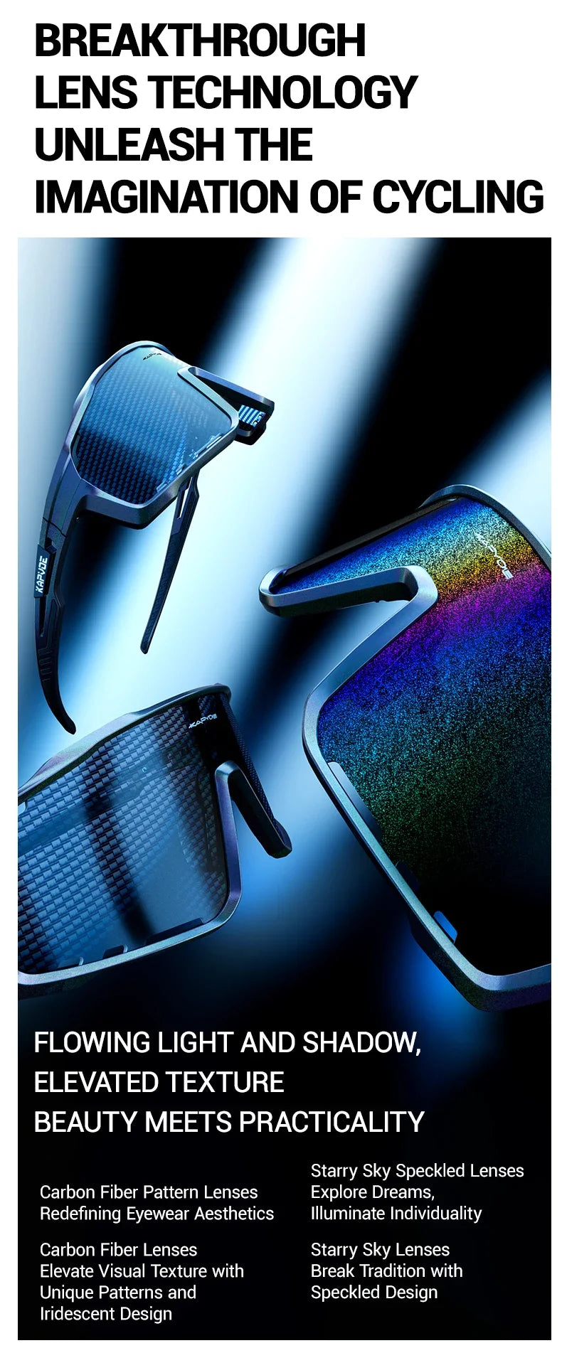KAPVOE New Technology Nano Lenses Cycling Glasses Outdoor Sports Sunglasses Men Women Road Bike MTB Bicycle UV400 Hiking Goggles