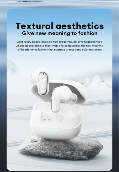 Auriculares Monster MQT52 sem fios Bluetooth 5.4 com bateria de longa duração, auscultadores gaming de modo duplo, som estéreo Hi-Fi e microfone