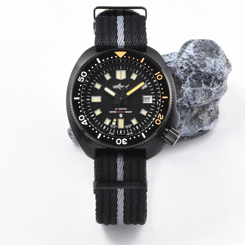 Relógio de Homem Heimdallr 44mm PVD 6105 Diver, Movimento Automático Japonês NH35, Impermeável 200M, Luneta em Cerâmica