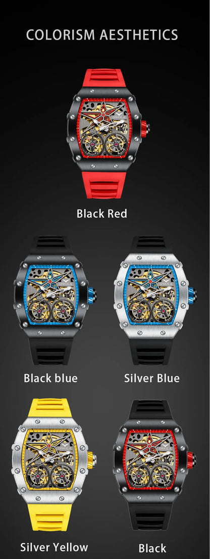 2022 New ONOLA Men Watch Automatic Mechanical Watch for Men Business Sport Wristwatch Luminous Waterproof Leather Belt Clock