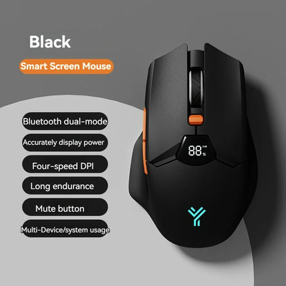 Bezprzewodowa mysz Bluetooth 2.4G z wyświetlaczem, akumulatorem 600mAh o dużej pojemności i cichymi przyciskami do gamingu oraz pracy biurowej