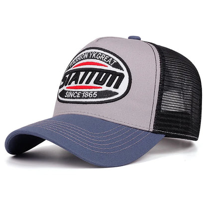 New Style Unisex Baseball Cap Classic STATION Letter Pattern Mesh Cap Men and Women Breathable Streetwear Summer Trucker Hat