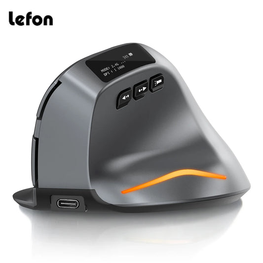 Lefon F26C Vertical Wireless Ergonomic Mouse with OLED Screen, Bluetooth Rechargeable RGB Mouse, 3200 DPI Optical Gaming Mouse for PC & Laptop