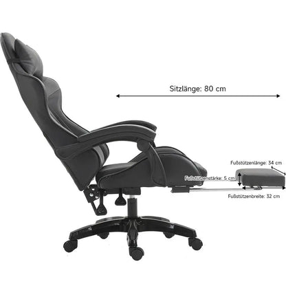 Ergonomic Gaming Chair, Office Chair, Height Adjustable, PU Leather Computer Chair, with Headrest and Lumbar Support, 360° Swivel