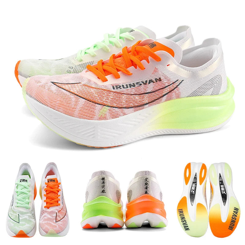 IRUNSVAN Men Running Shoes Breathable Sports Shoe Lightweight Marathon Carbon plate Sneaker Casual Comfortable Athletic Training