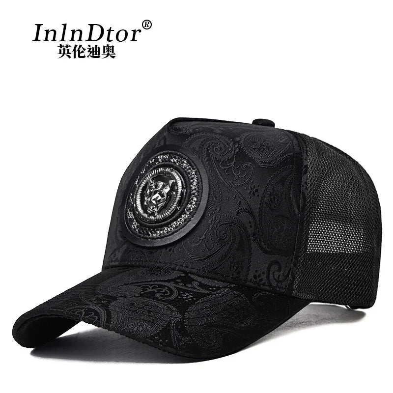 Casquette de baseball haute de mode brodée pour homme, imprimé noix de cajou, casquette décontractée d'extérieur, bordure sur le devant, toutes saisons