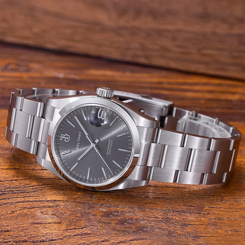 Baltany Men Automatic Watch 36MM Mechaical Wristwatch Bubble Sapphire 10ATM Waterproof C3 Luminous NH35