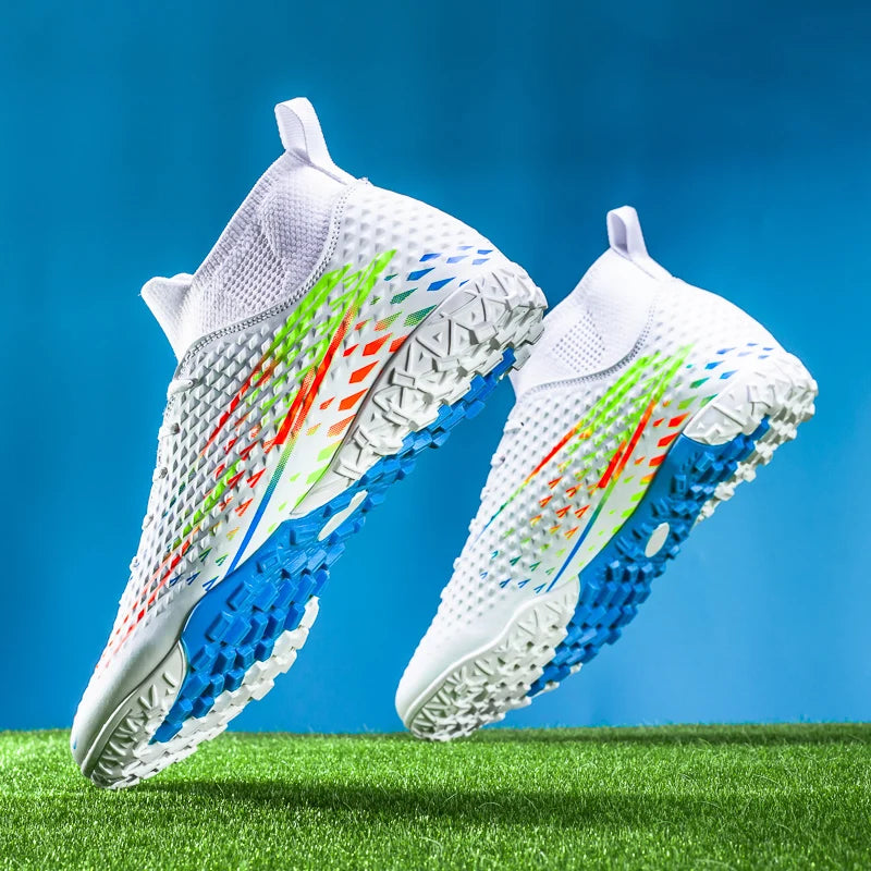 Double Star High-Top Soccer Shoes, Men's TF Turf Studs, Professional Training and Match Shoes for Boys, Teens, Kids, and Adults