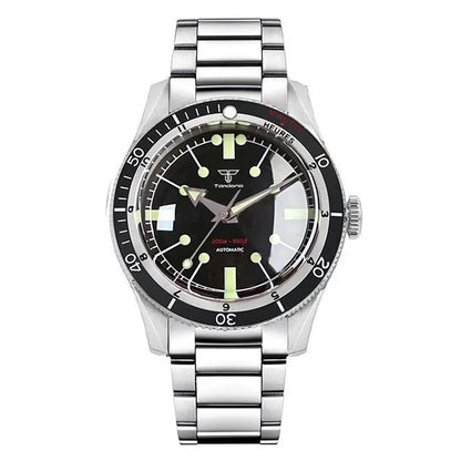 200M Water Resistant Mechanical Wristwatch Miyota 8215 Domed Sapphire Glass 120 clicks Bezel Steel Band Luminous Marks