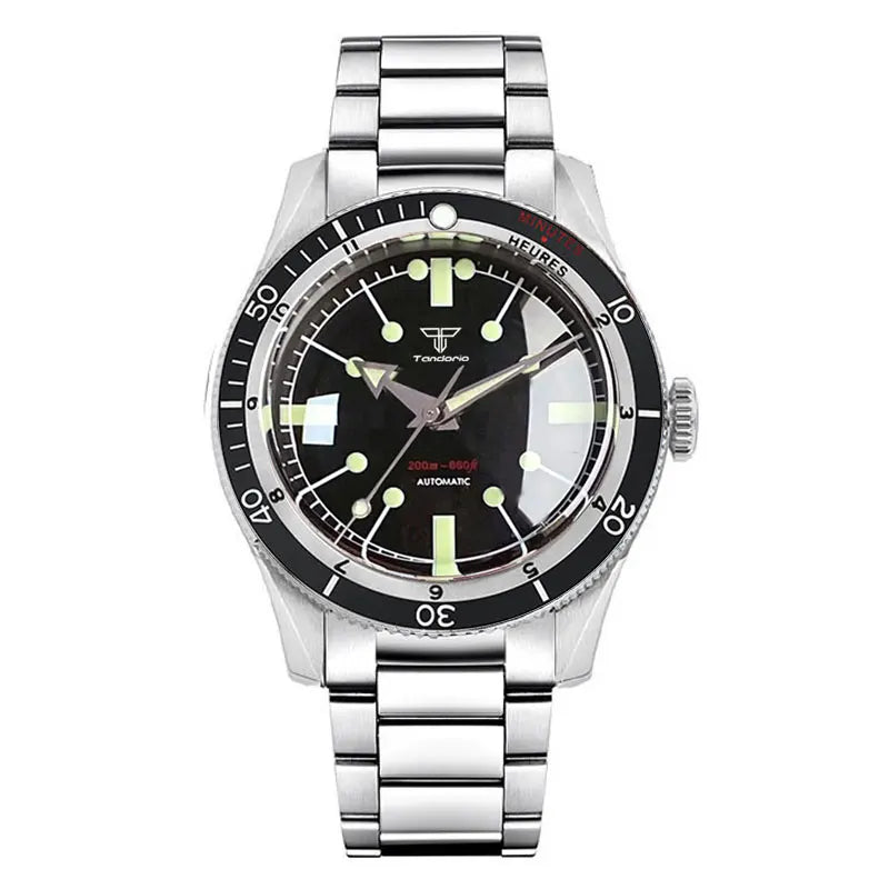 Pilot Watch 200M Water Resistant Mechanical Wristwatch NH35A PT5000 Miyota 8215 Domed Sapphire Glass 120 clicks Bezel Steel Band