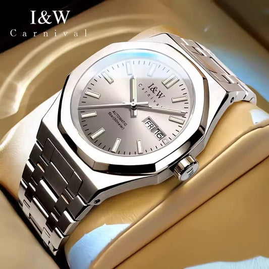CARNIVAL Mens Mechanical Watch Brand Luxury Sapphire NH36 Movement Automatic Wrist Watches 50m Waterproof for Men Reloj Hombre