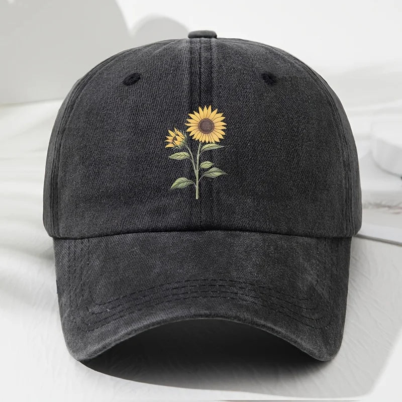 Casquette de baseball « Dad Hat » au motif rétro de tournesols, adaptée aux sports de plein air, à la pêche et au camping, casquette de randonnée