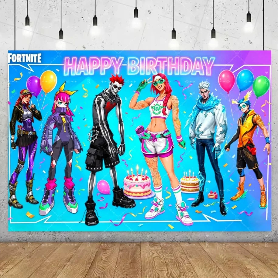 Fortnite Game Theme Birthday Party Decoration Background Fortnite Gamer Banner Boys Girls Photography Supplies Backdrop Kid Gift