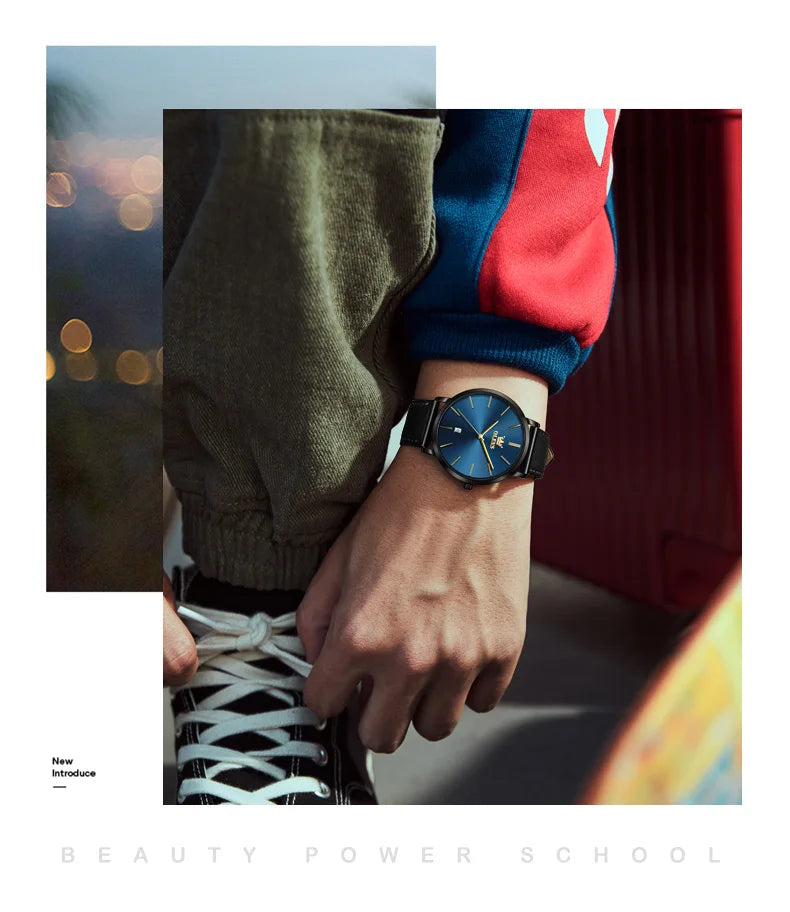 OLEVS 5869 Men's Watch Japan Quartz Movement Thin Case Fashion Waterproof Watch For Men Calendar Simple Original Male Wristwatch