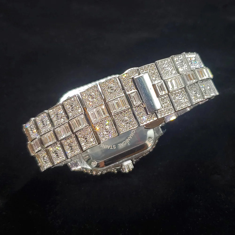 Luxurious Full Diamond Watch For Men Popular Rose Gold Iced Out Quarz Watches Fashion Hip Hop Jewelry Reloj Hombre Dropshipping