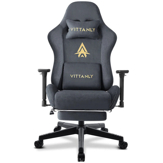 HAPIHAPPY Fashion Gaming Chair Genuine Leather Computer Office Chair with Footrest, Pocket Spring Cushion, Linkage Armrests, Ergonomic Game Chair