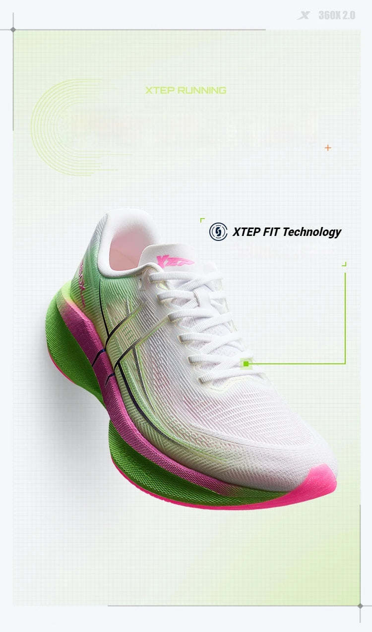 Xtep 360X 2.0 Professional Marathon Running Shoes Men's Racing Carbon Plate Shock Absorbent Sports Training Shoes 975219110035