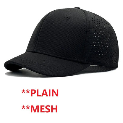 Big Head Hat Back Closed 5cm Short Brim Baseball Cap for Men Mesh Fitted Caps Stretchy Full Closed Caps 56-60cm 61-65cm
