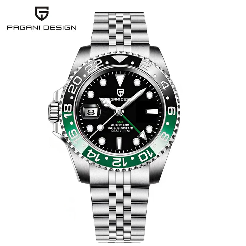 Montre automatique PAGANI DESIGN GMT 1662, montre-bracelet pour homme de 40 mm, étanche jusqu'à 100 m, montres-bracelets mécaniques pour homme Cloc