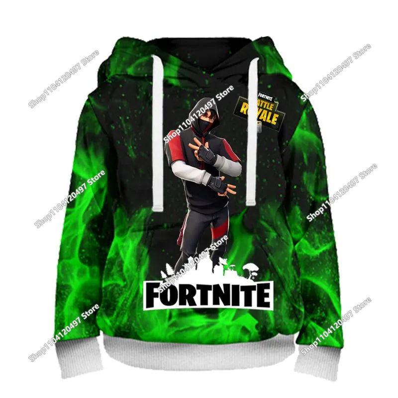 Παιδικές μπλούζες με κουκούλα Fortnite Cartoon, casual φούτερ με κουκούλα για το φθινόπωρο, ανδρικά μαλακά φούτερ με τσέπη, φαρδιές ανδρικές μπλούζες με μακριά μανίκια