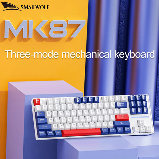 SMAILWOLF MK87 Bluetooth Wireless Mechanical Keyboard, 87-Key Hot-Swappable Gaming Keyboard, Tri-Mode Mechanical Keyboard for PC, Laptop & Esports