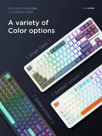 AULA F87 Pro Mechanical Keyboard 2.4g/Usb/Bluetooth Tri Mode Wireless 87 Key RGB PBT Gasket 5 Layer Silencing Full Key No Impact